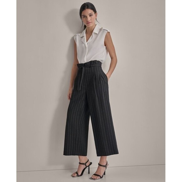 DKNY Women's Extended-Shoulder Camp Buttoned epaulets Blouse Top Ivory PXL - Picture 2 of 8